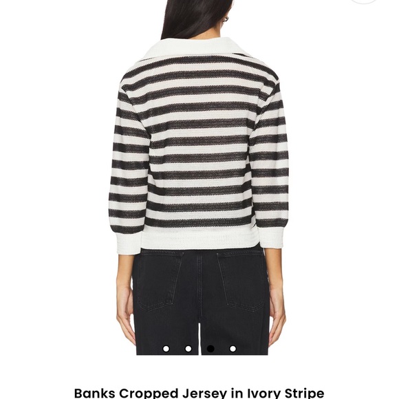 Lioness Black and White Striped V-Neck Sweater - Picture 3 of 13